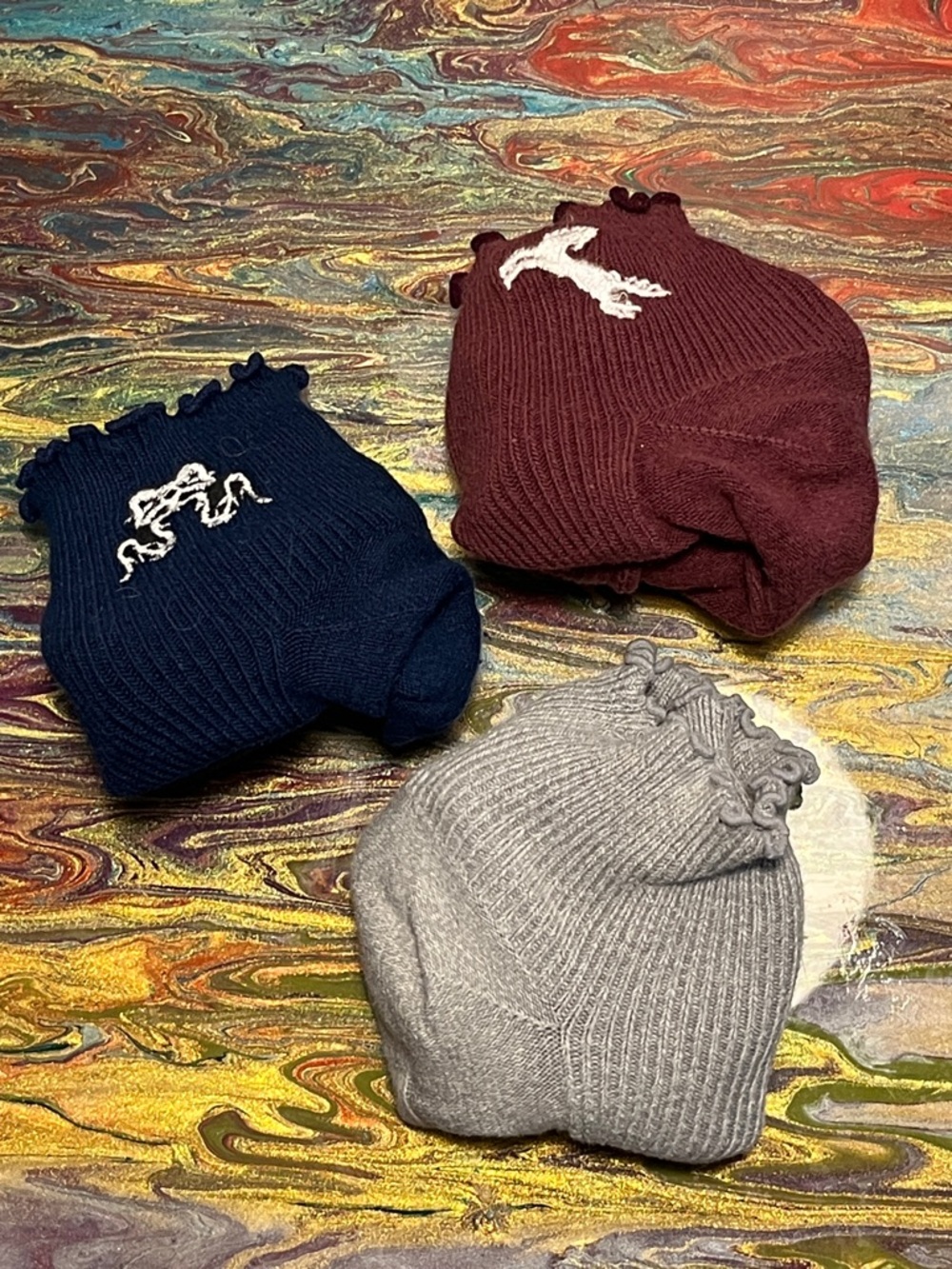 BAGGU Women's Sock Set in Maroon, Navy and Light Gray